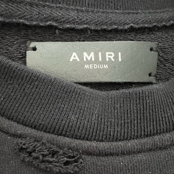 $975 AUTHENTIC AMIRI LOGO ALLIGATOR DISTRESSED SWEATER SWEATSHIRT BLACK SIZE M - Picture 12 of 16